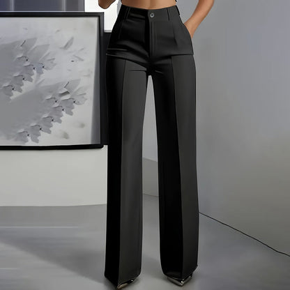High-Waisted Refined Dress Trousers - Flattering Structured Fit