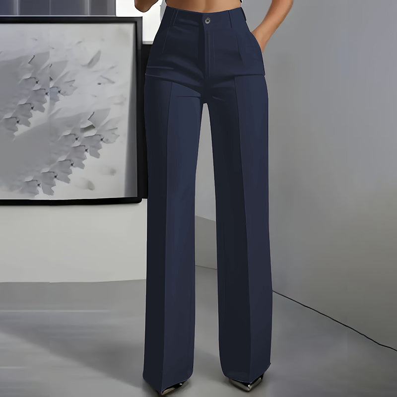 High-Waisted Refined Dress Trousers - Flattering Structured Fit