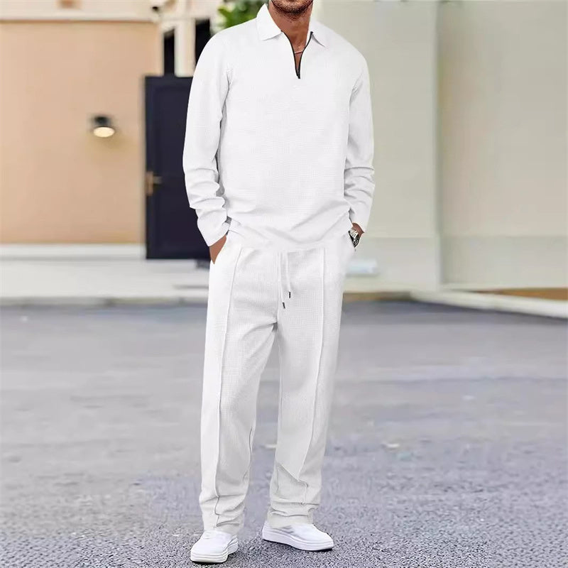 Groven — Waffle-Knit Quarter-Zip & Straight Leg Trouser