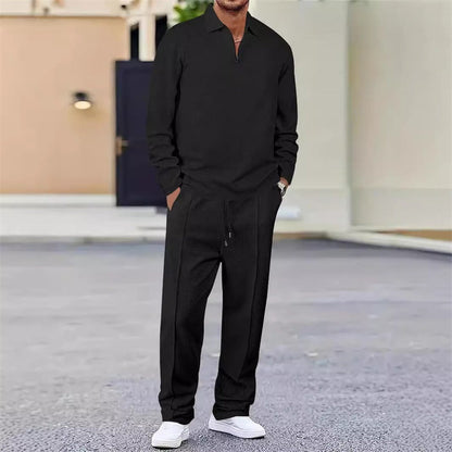 Groven — Waffle-Knit Quarter-Zip & Straight Leg Trouser