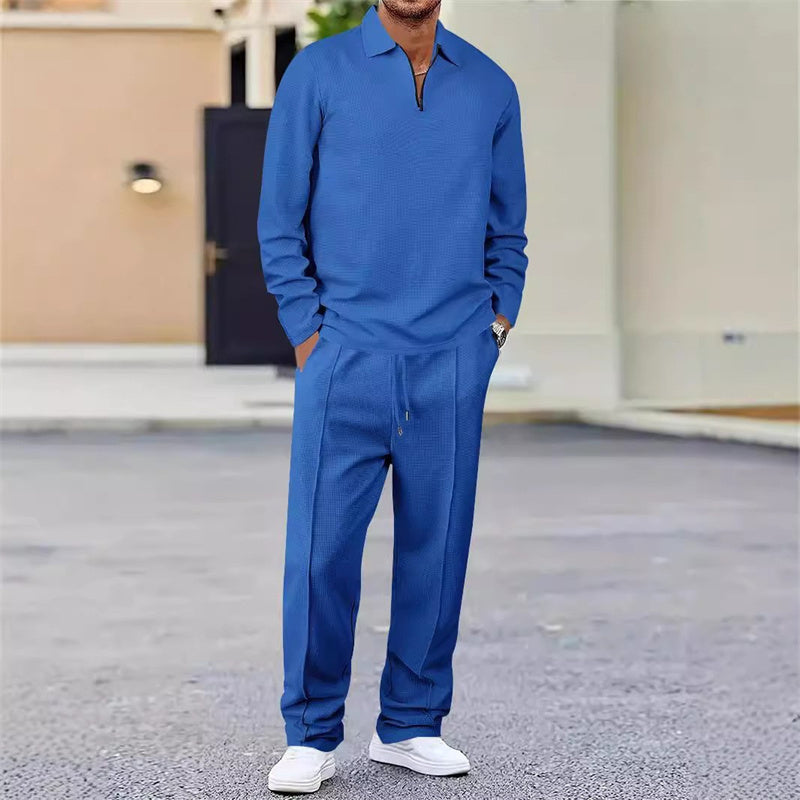 Groven — Waffle-Knit Quarter-Zip & Straight Leg Trouser
