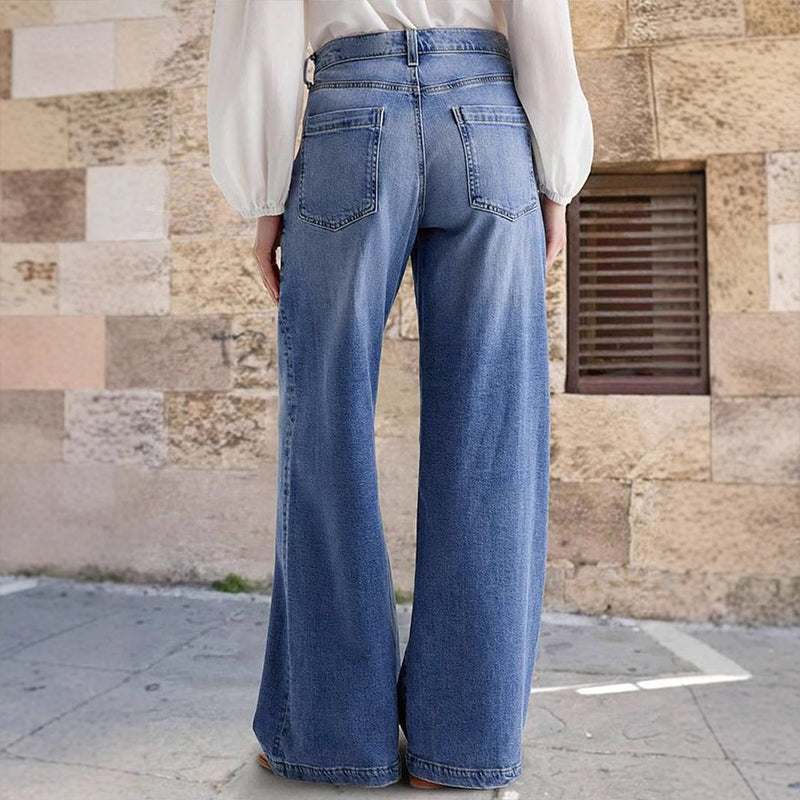 Cassiene — High-Waisted Wide-Leg Jeans