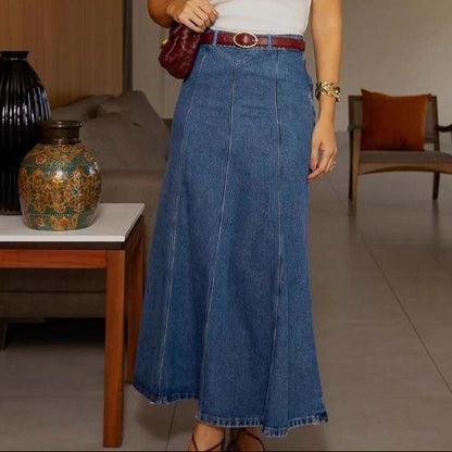 Verdana — High-Waisted A-Line Denim Maxi Skirt