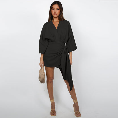 Envolée — V-Neck Wrap Midi Dress