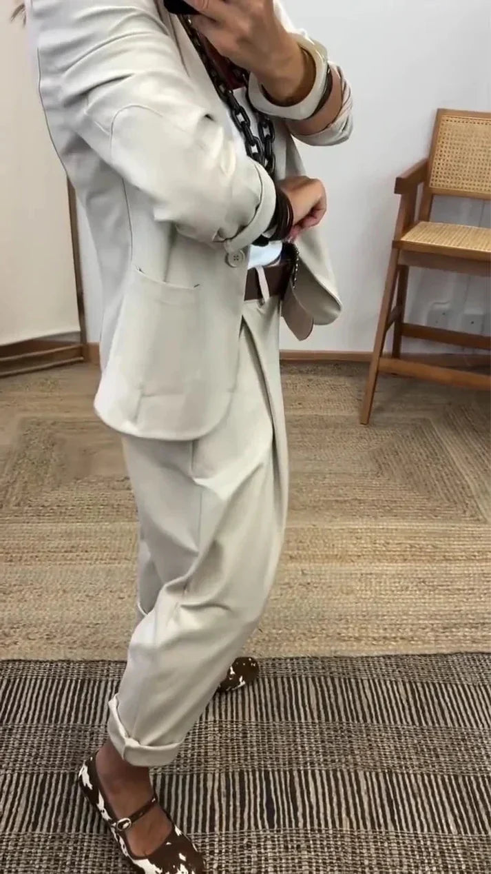 Solerra — Wrinkle-Free Collared Blazer & Trouser Suit