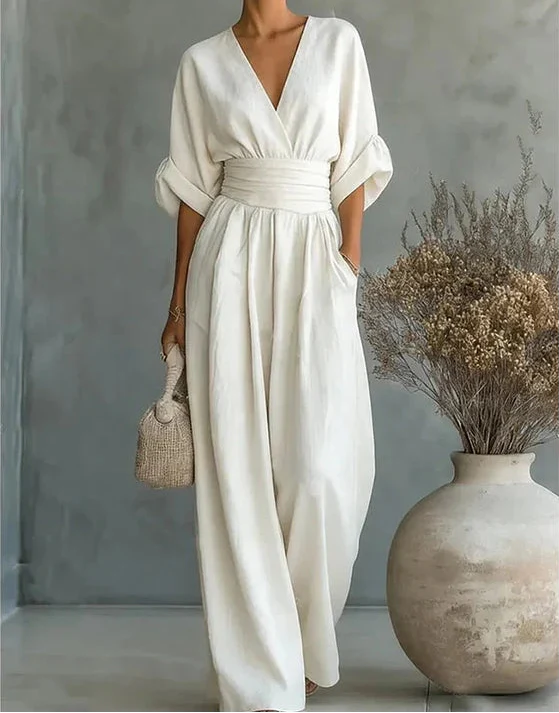Daniela — V-Neck Wide-Leg Jumpsuit