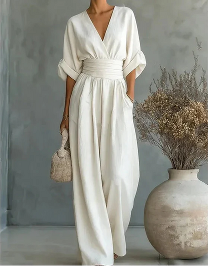 Daniela — V-Neck Wide-Leg Jumpsuit
