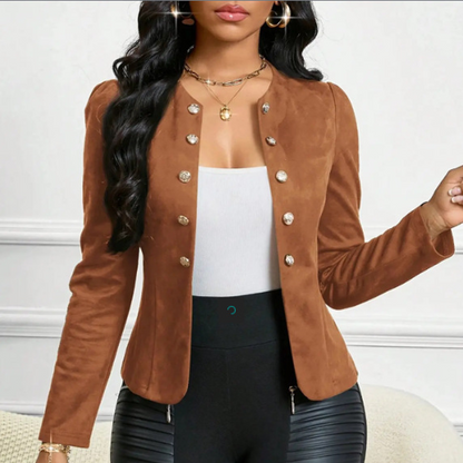 Verlaine — Collarless Suede Effect Jacket