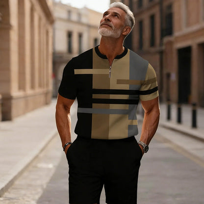 Zephyre — Men's Zip-Collar Shirt & Shorts Set