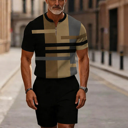 Zephyre — Men's Zip-Collar Shirt & Shorts Set