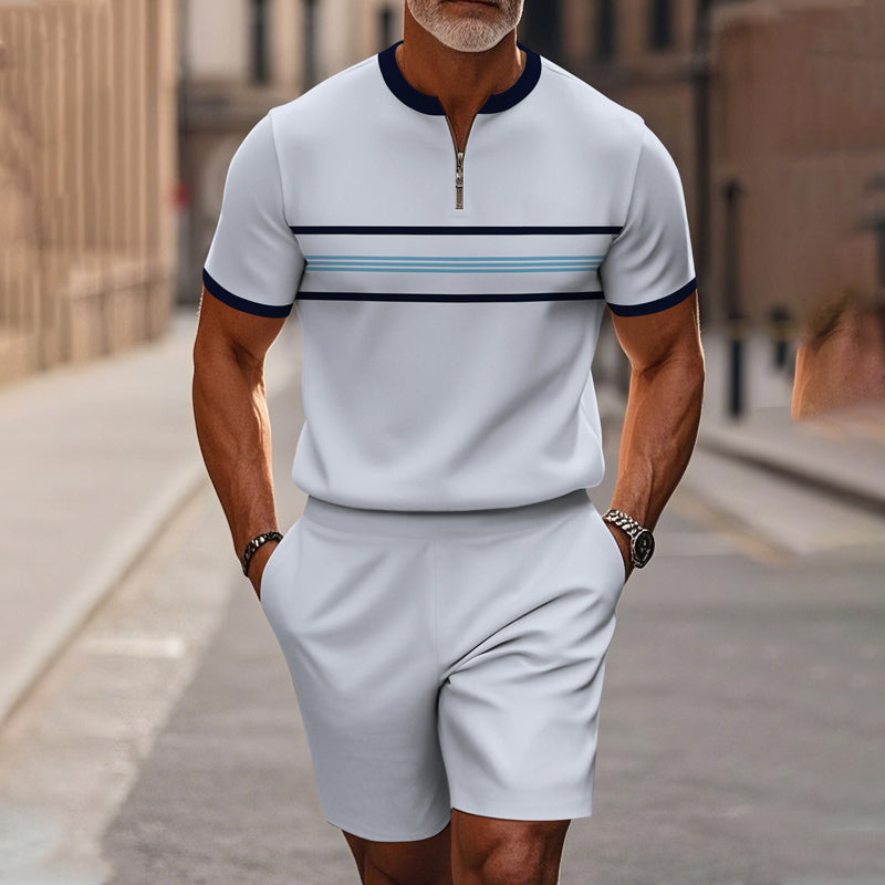 Zephyre — Men's Zip-Collar Shirt & Shorts Set