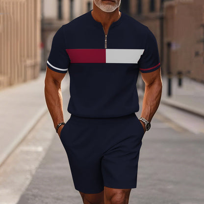 Zephyre — Men's Zip-Collar Shirt & Shorts Set