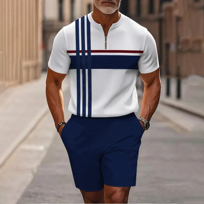 Zephyre — Men's Zip-Collar Shirt & Shorts Set