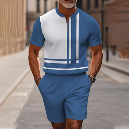 Zephyre — Men's Zip-Collar Shirt & Shorts Set