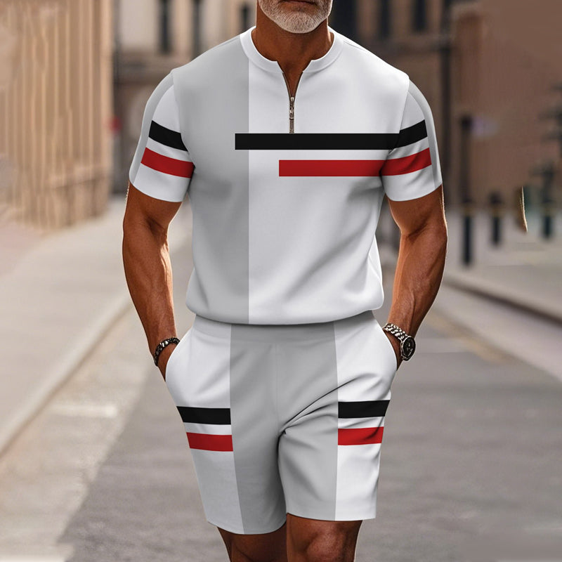 Zephyre — Men's Zip-Collar Shirt & Shorts Set