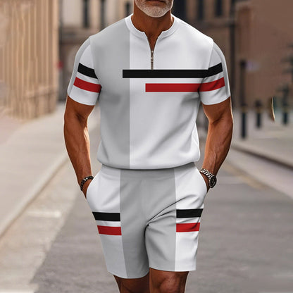 Zephyre — Men's Zip-Collar Shirt & Shorts Set