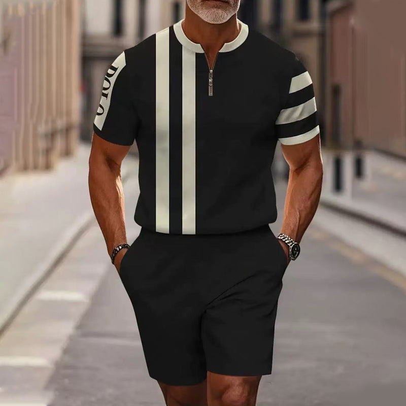 Zephyre — Men's Zip-Collar Shirt & Shorts Set