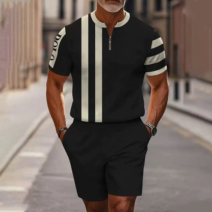 Zephyre — Men's Zip-Collar Shirt & Shorts Set