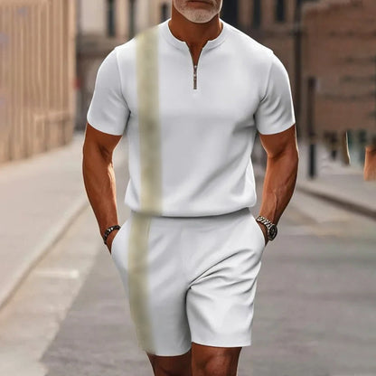 Zephyre — Men's Zip-Collar Shirt & Shorts Set