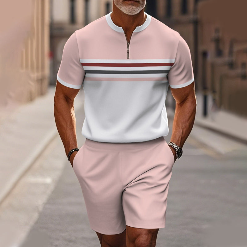 Zephyre — Men's Zip-Collar Shirt & Shorts Set