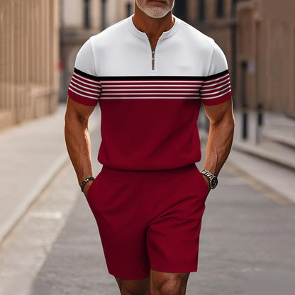 Zephyre — Men's Zip-Collar Shirt & Shorts Set