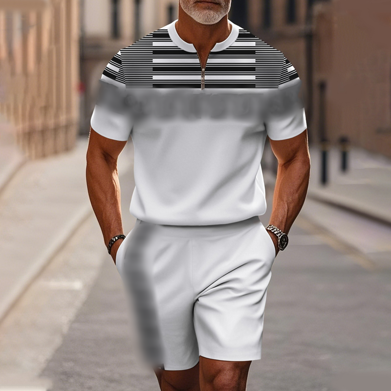 Zephyre — Men's Zip-Collar Shirt & Shorts Set
