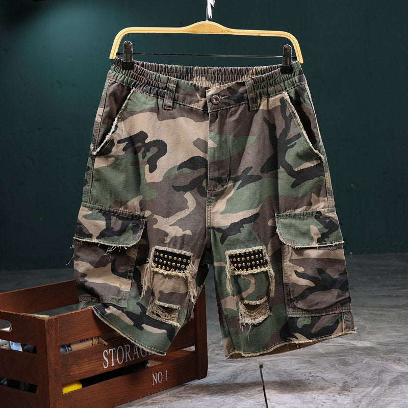 Marchoval — Studded Camo Cargo Shorts