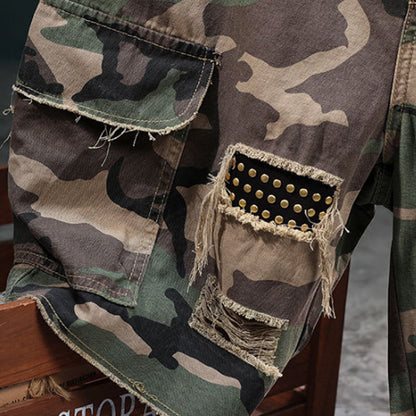 Marchoval — Studded Camo Cargo Shorts