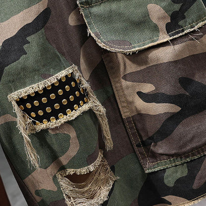 Marchoval — Studded Camo Cargo Shorts