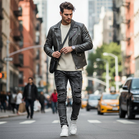 Fenwick — Slim-Fit Distressed Jeans in Grey Wash