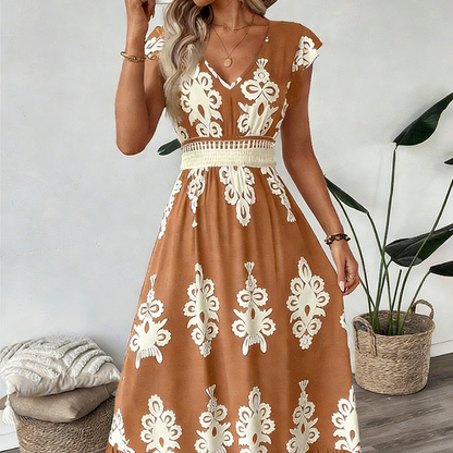 Rocca –  Baroque Print Flowy Maxi Dres