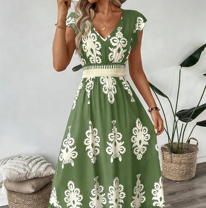 Rocca –  Baroque Print Flowy Maxi Dres