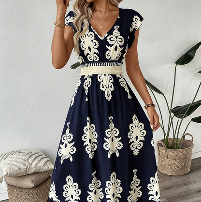 Rocca –  Baroque Print Flowy Maxi Dres