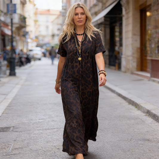 Félinae – Leopard Print Flowy Maxi Dress
