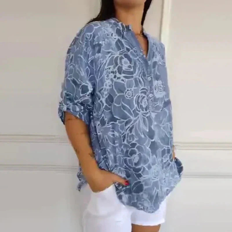 Flora — Bloom V-Neck Blouse