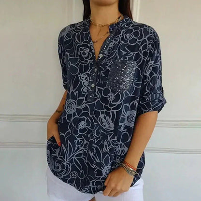 Flora — Bloom V-Neck Blouse