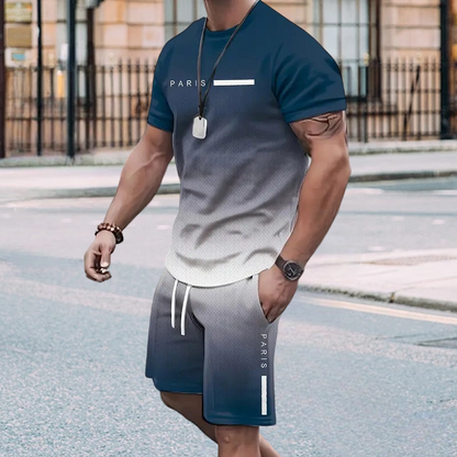 Luxoro — Gradient T-Shirt & Shorts Two-Piece Set