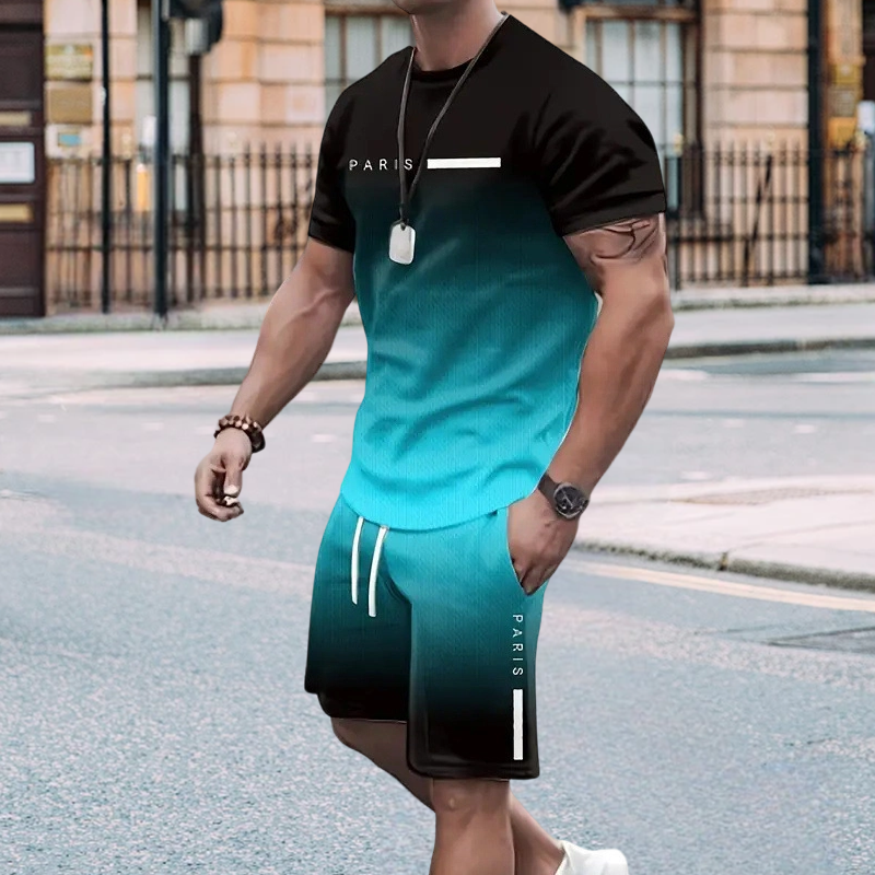 Luxoro — Gradient T-Shirt & Shorts Two-Piece Set