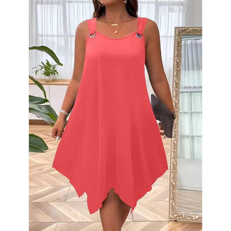 Verlynne — Sleeveless Dress with Asymmetrical Hem