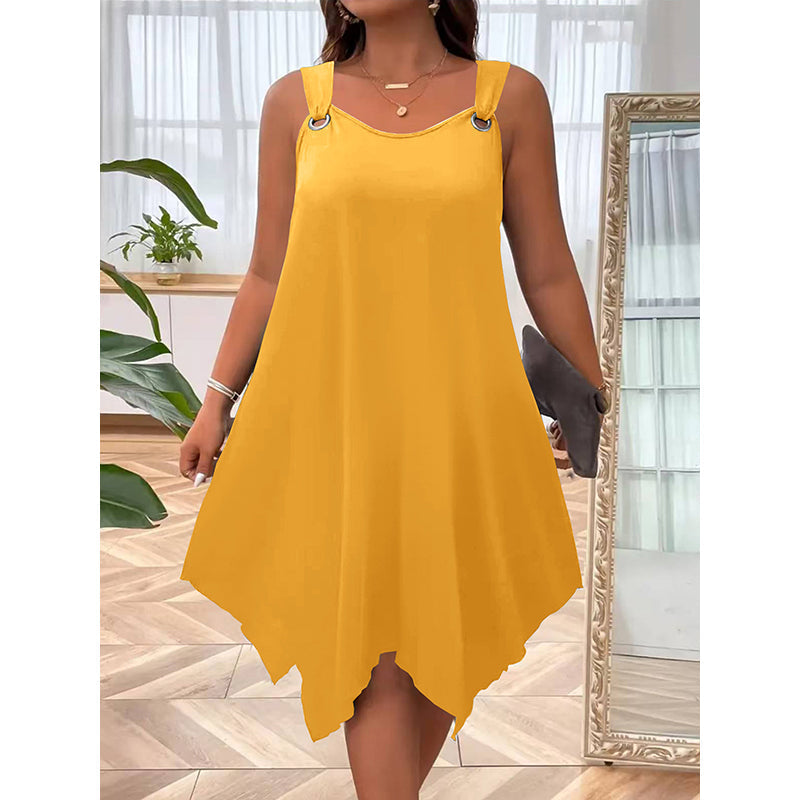 Verlynne — Sleeveless Dress with Asymmetrical Hem
