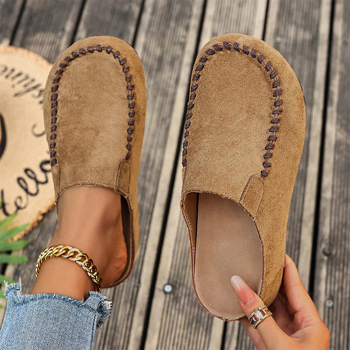 Maeven — Retro Suede Slip-On Mule Comfort Flat