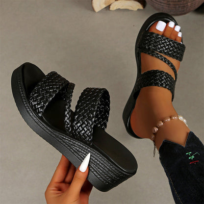 Solvanne — Woven Strap Platform Sandals