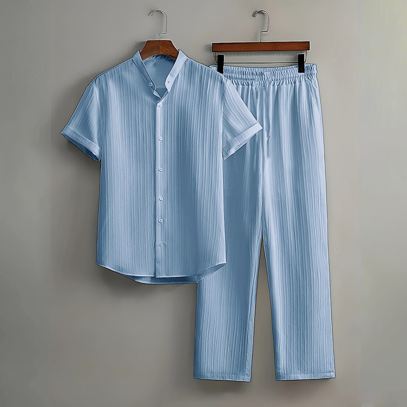 Kastelan — Textured Collar Shirt & Pants Set