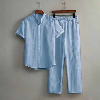 Kastelan — Textured Collar Shirt & Pants Set