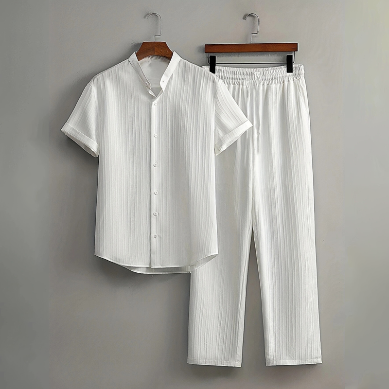 Kastelan — Textured Collar Shirt & Pants Set