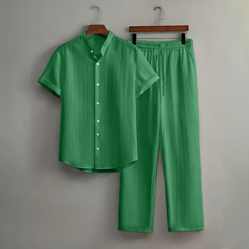 Kastelan — Textured Collar Shirt & Pants Set