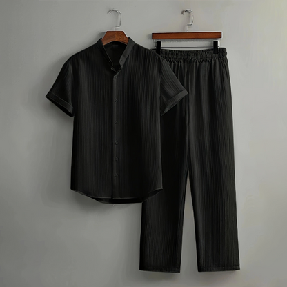 Kastelan — Textured Collar Shirt & Pants Set