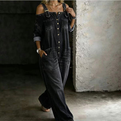 Vaelin — Wide-Leg Overall Jumpsuit with Pockets