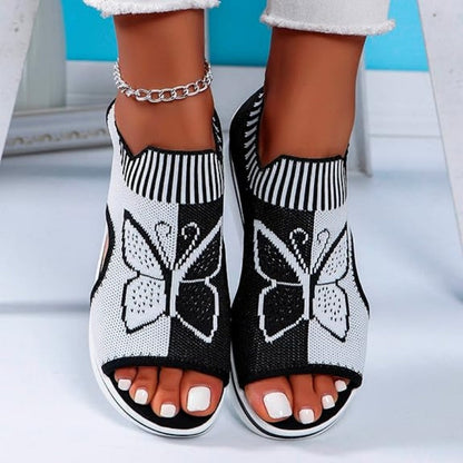 Serrano — Peep-Toe Platform Sandals with Mesh Upper