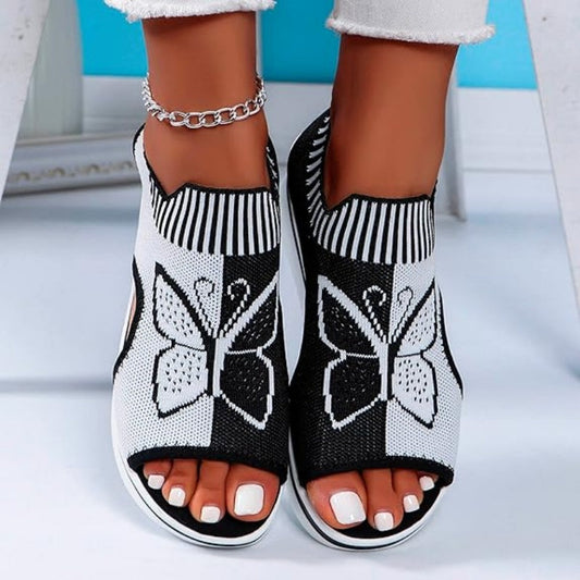Serrano — Peep-Toe Platform Sandals with Mesh Upper